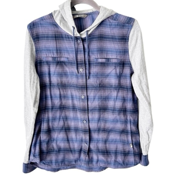 The North Face Jacket Women's Medium Campground Shacket Button Plaid Hoodie - Picture 1 of 12